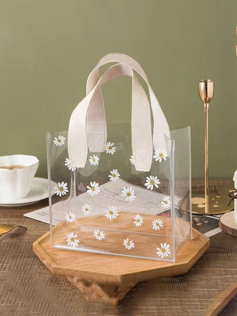 SHEIN PRZEZROCZYSTA TORBA WZÓR KWIATY S07__14X24X25CM