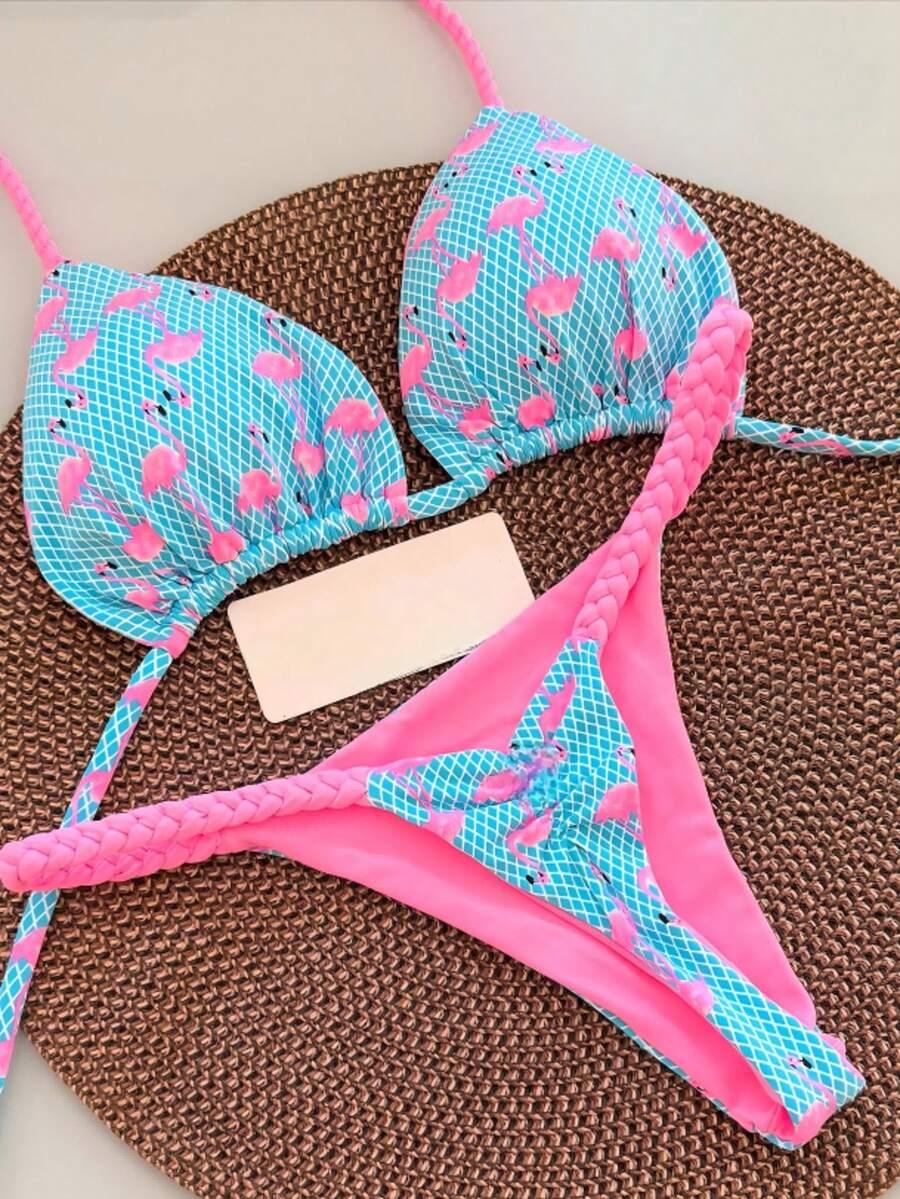 SHEIN DWUCZĘŚCIOWY STRÓJ KĄPIELOWY PRINT S09__S