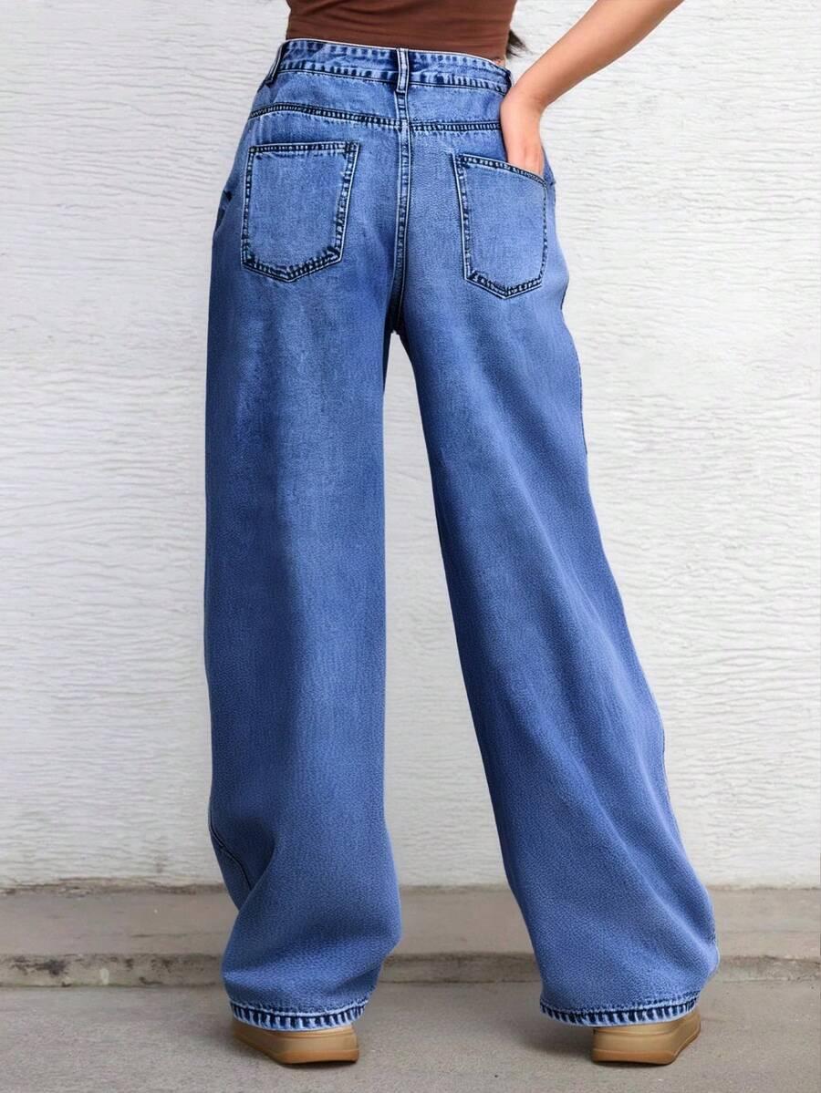 SHEIN SPODNIE JEANS PROSTA NOGAWKA S06__152/158