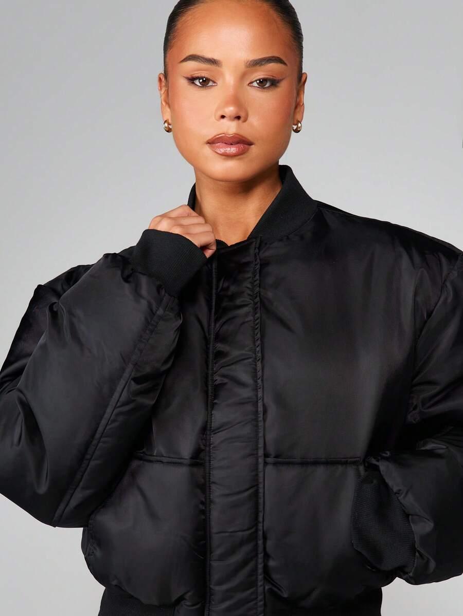 MISSGUIDED CZARNA PIKOWANA KURTKA W01__L