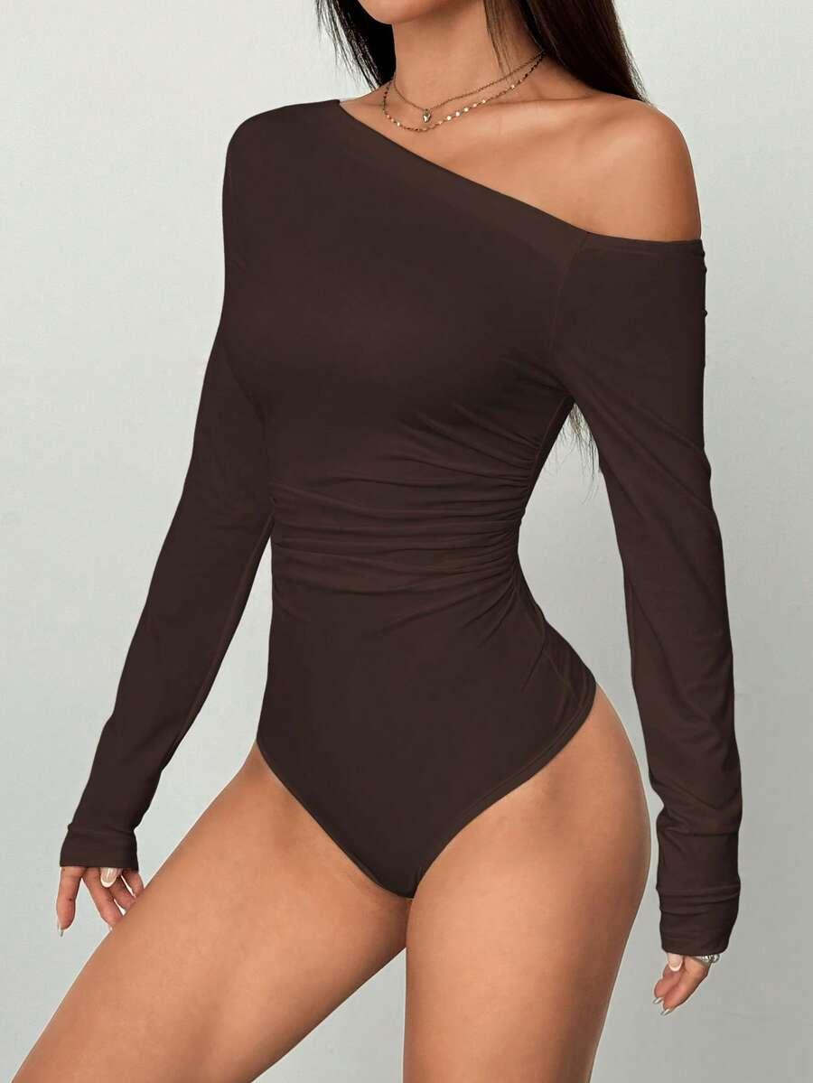 SHEIN BRĄZOWE BODY DŁUGI RĘKAW S06__M