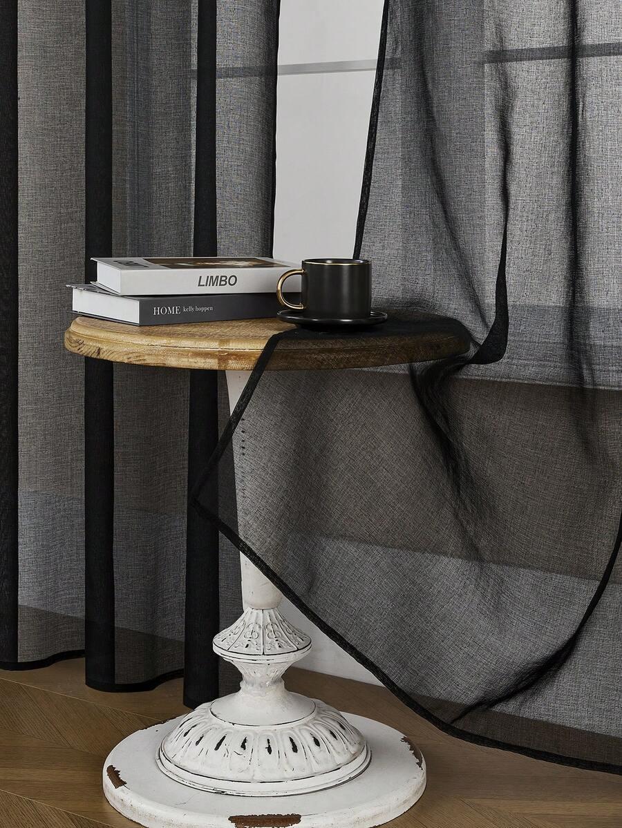 SHEIN CZARNA ZASŁONA 1SZT. S07__132X46CM