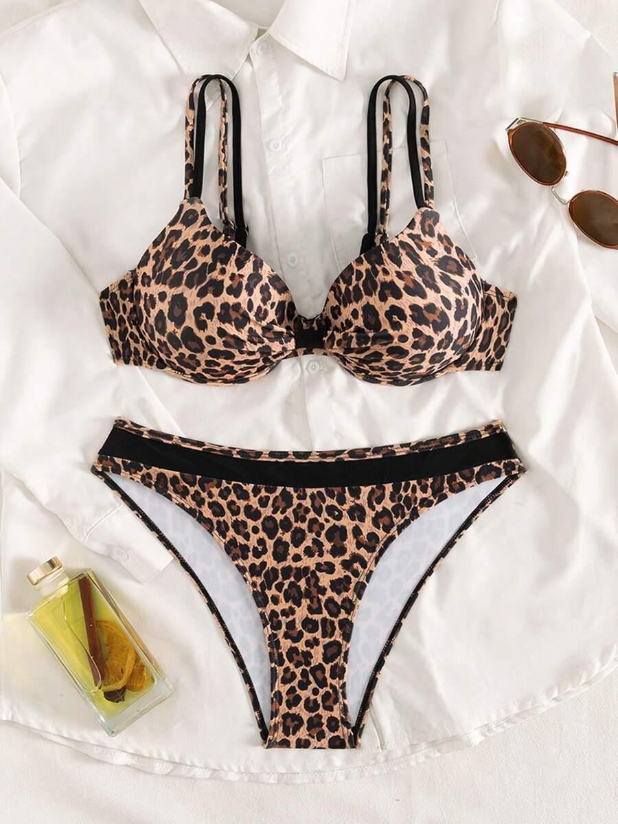 SHEIN DWUCZĘŚCIOWY STRÓJ KĄPIELOWY ANIMAL PRINT S09__S