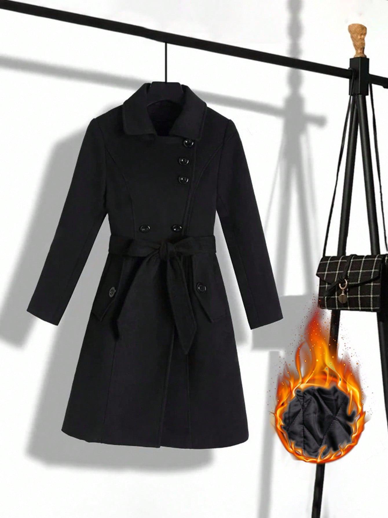 SHEIN CZARNY KLASYCZNY PŁASZCZ W01__46