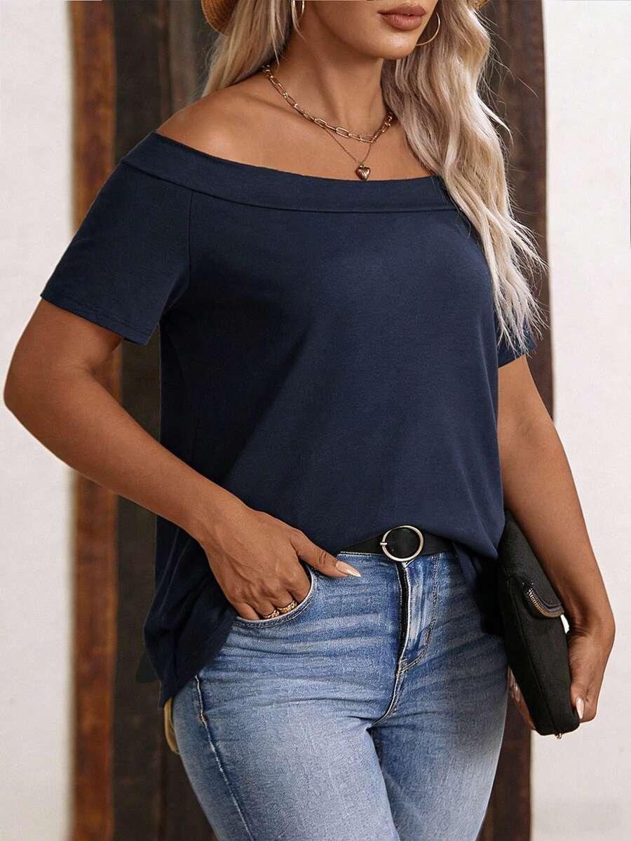 EMERY ROSE GRANATOWA GŁADKA BLUZKA S06__XXL