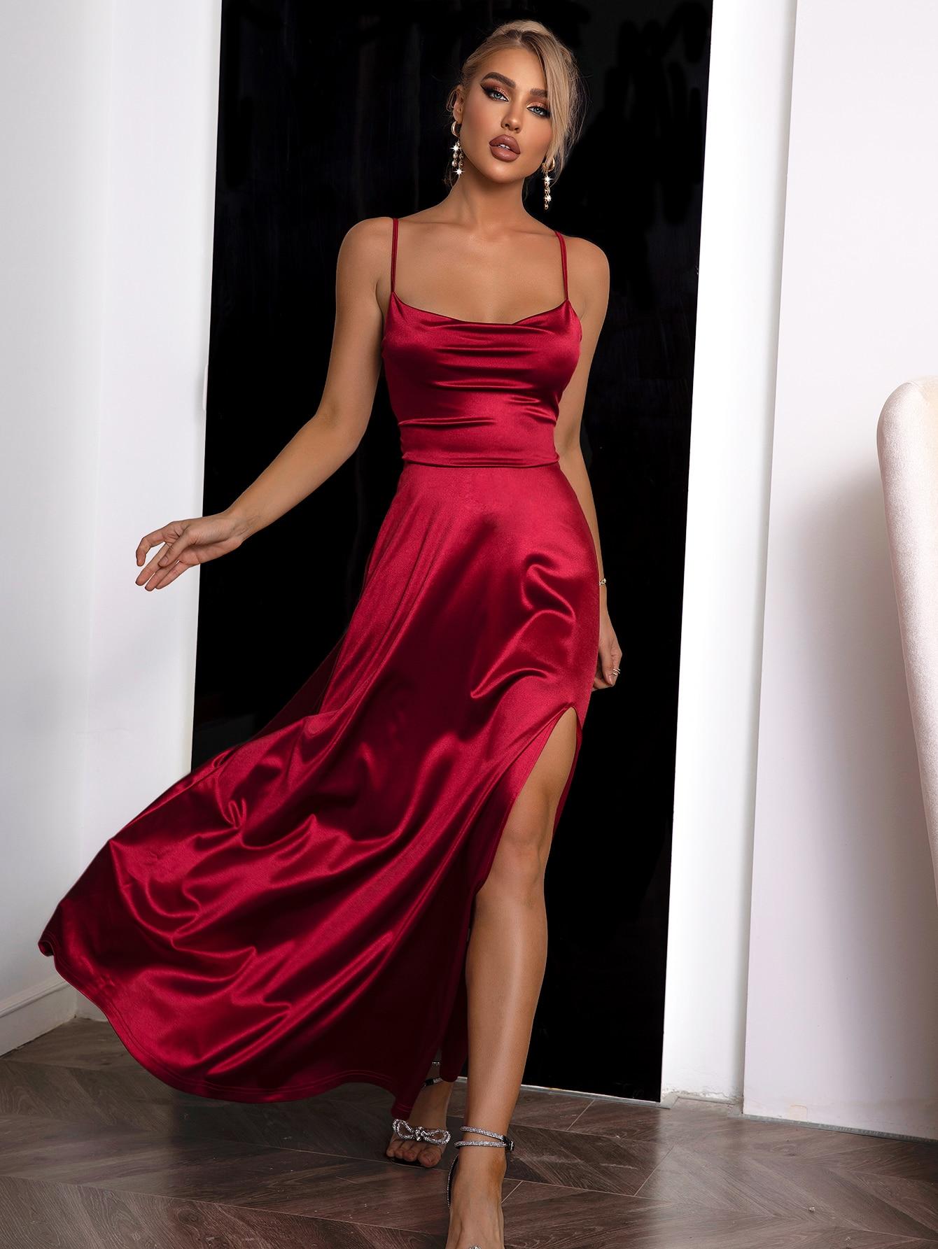 SHEIN CZERWONA MAXI SUKIENKA S06__M