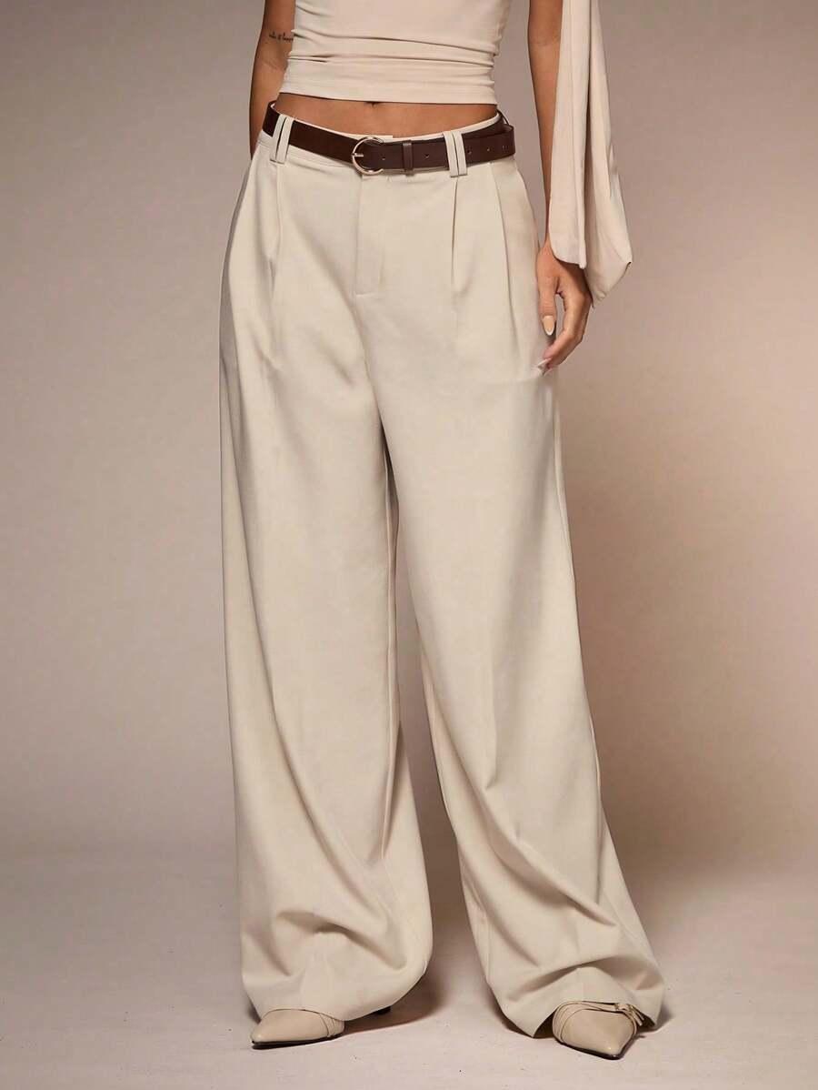 SHEIN BEŻOWE SPODNIE CASUAL S06__XL