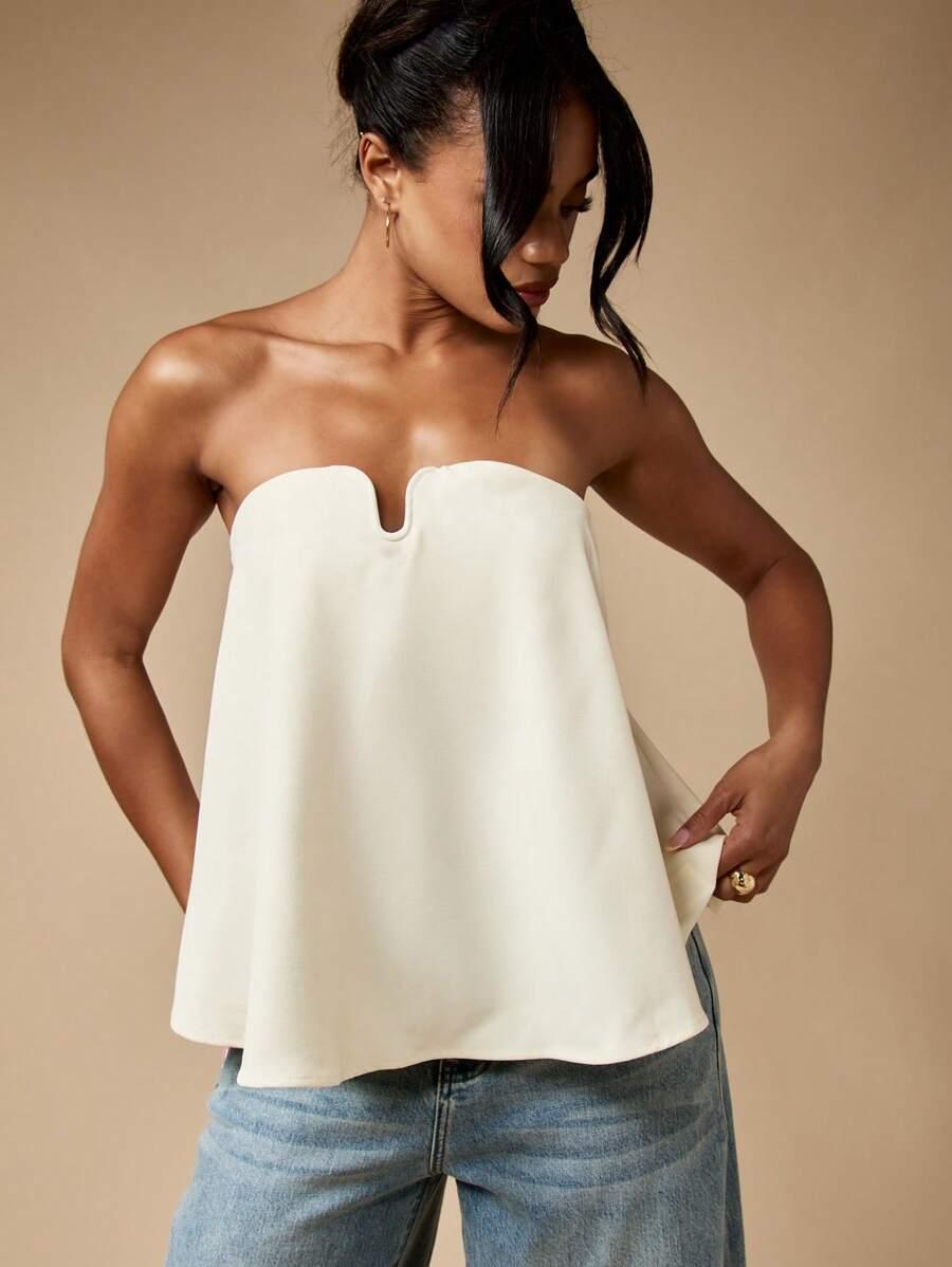 MISSGUIDED KREMOWA BLUZKA ODKRYTE RAMIONA S06__S