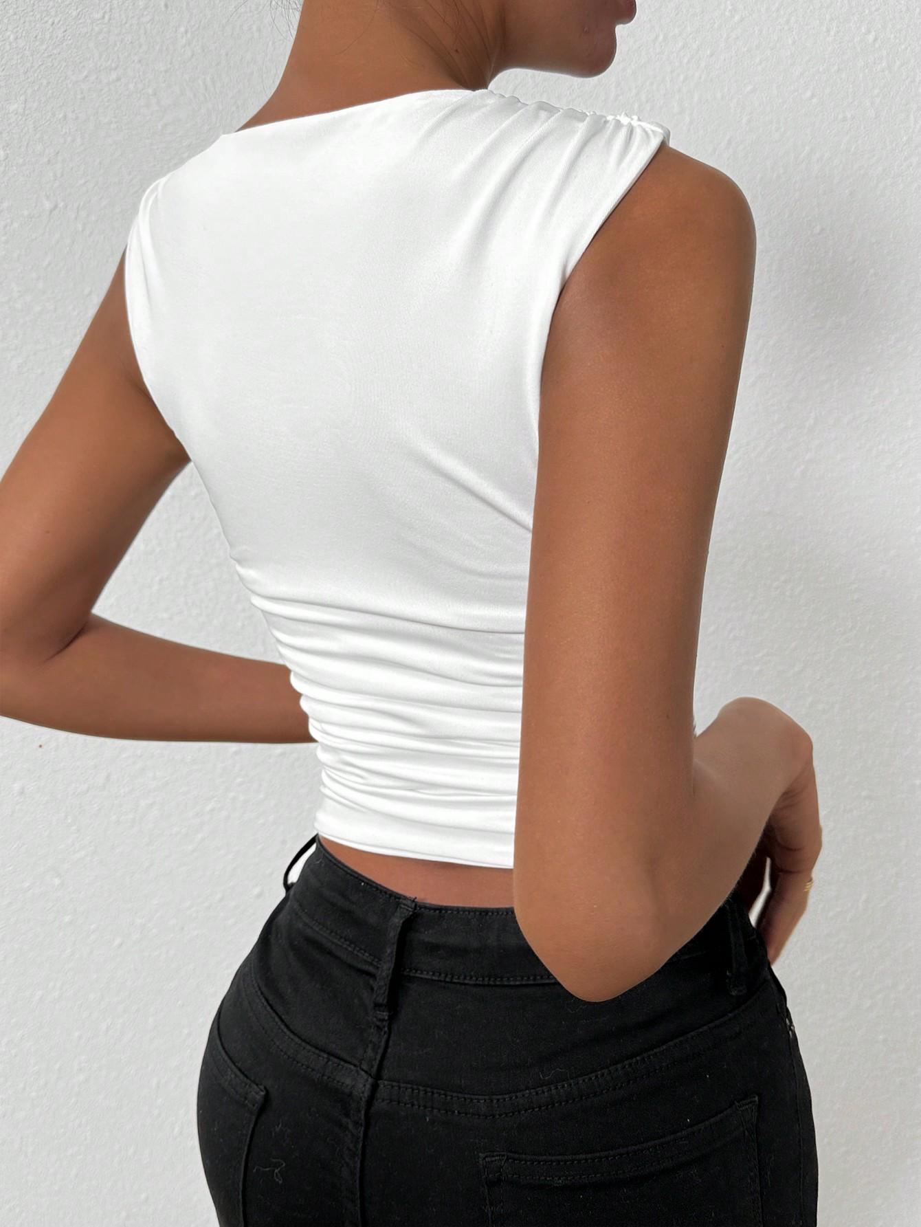 SHEIN BIAŁY TOP MARSZCZENIE S06__S