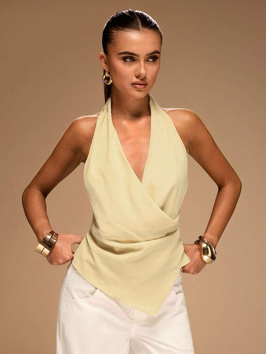 SHEIN ŻÓŁTY KOPERTOWY TOP S09__S