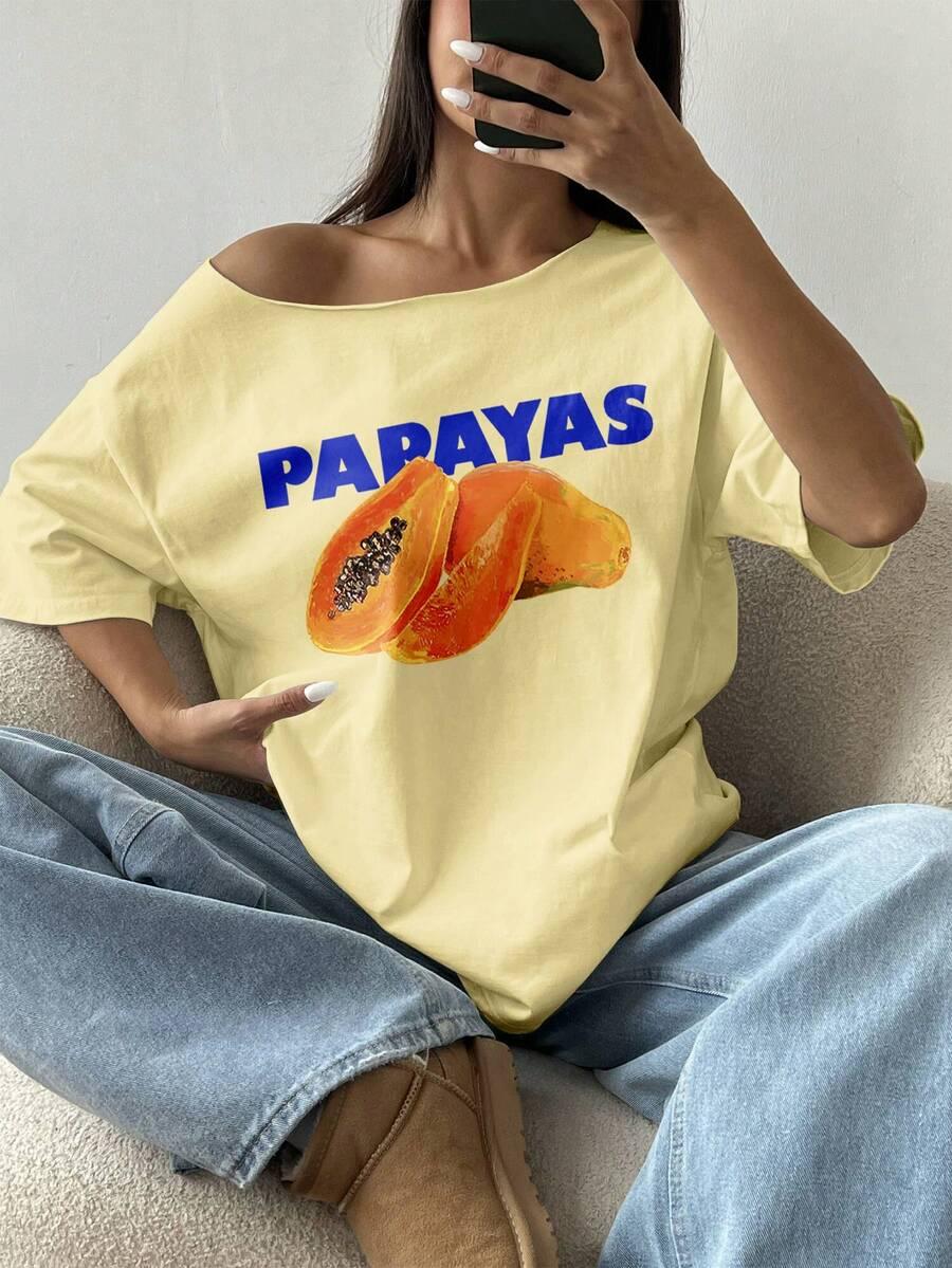 FLIRLA LUŹNA BLUZKA NADRUK PAPAJA PK01__S