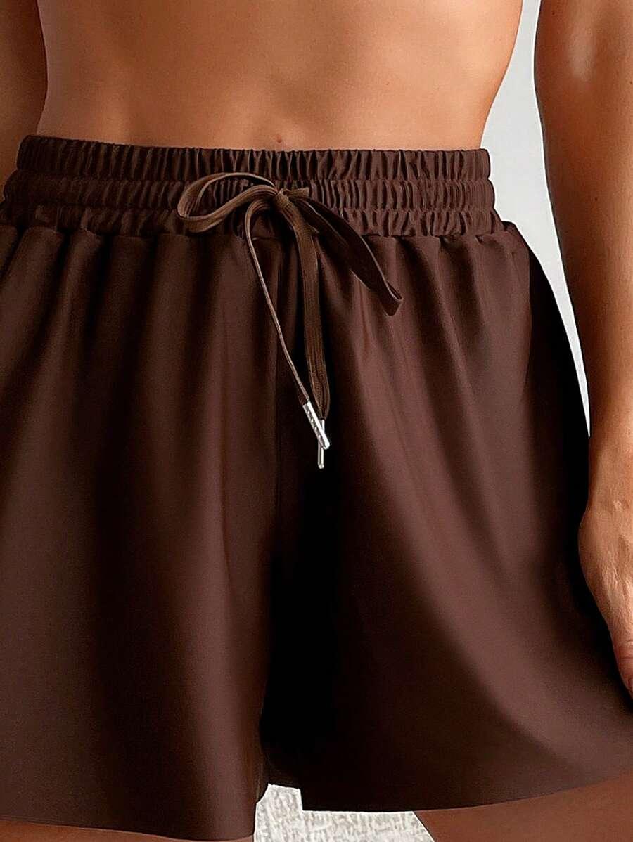 SHEIN BRĄZOWE SPODENKI KĄPIELOWE S06__XS