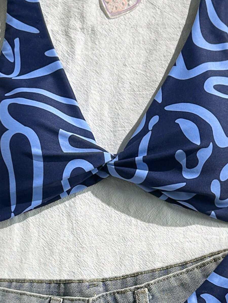 SHEIN NIEBIESKI STRÓJ KĄPIELOWY S09__L
