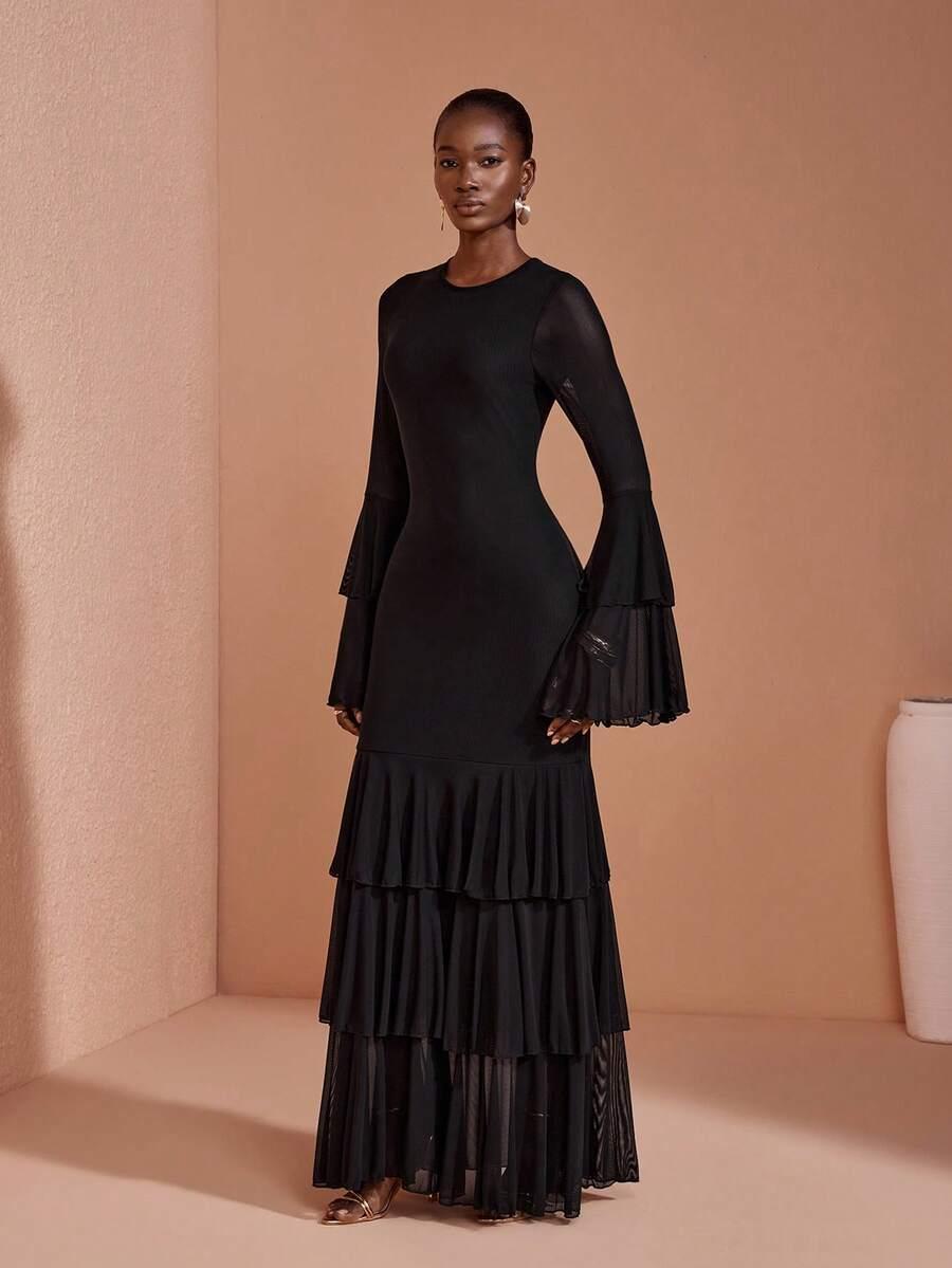 SHEIN CZARNA MAXI SUKIENKA S06__L
