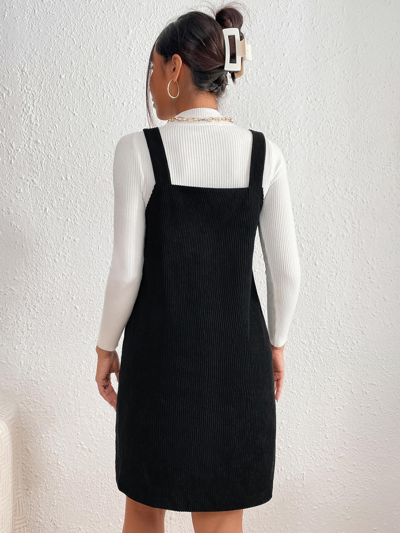 SHEIN SZTRUKSOWA CZARNA SUKIENKA S06__S