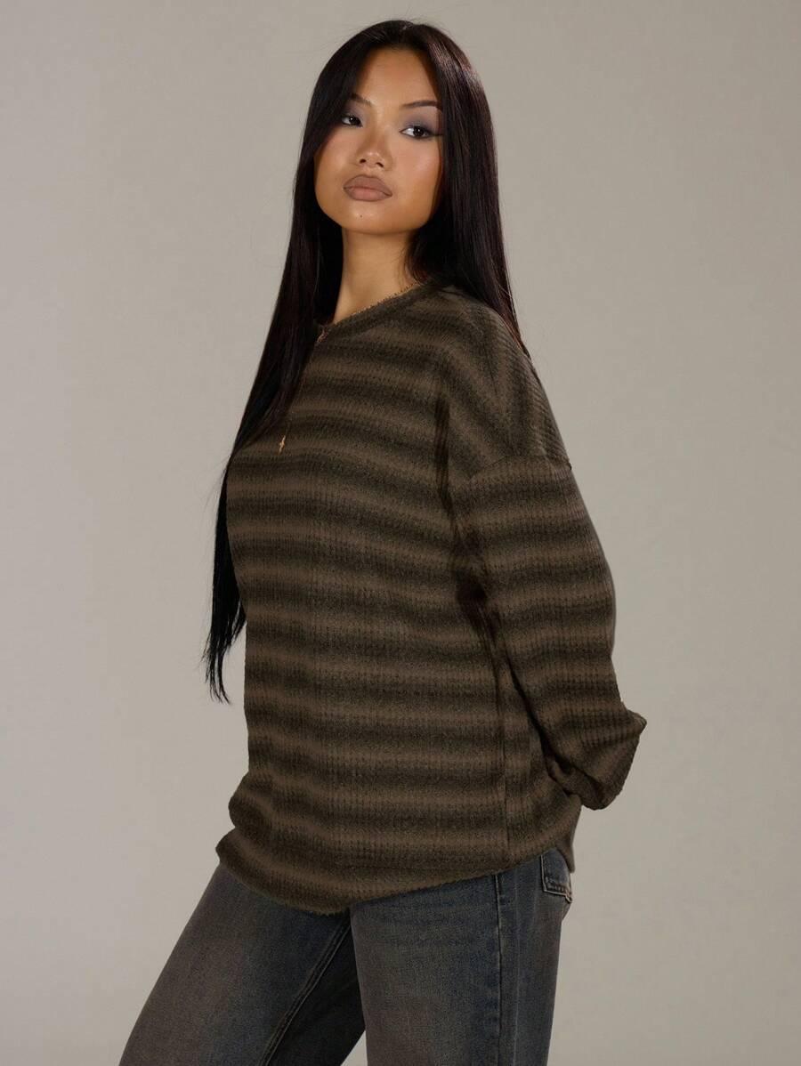 SHEIN BRĄZOWY SWETER DŁUGI RĘKAW S06__M