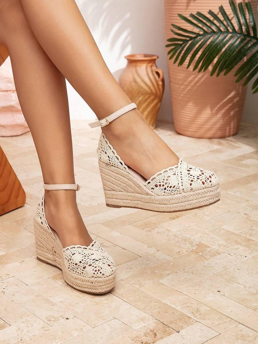 SHEIN BEŻOWE ESPADRYLE NA KOTURNIE S06__37