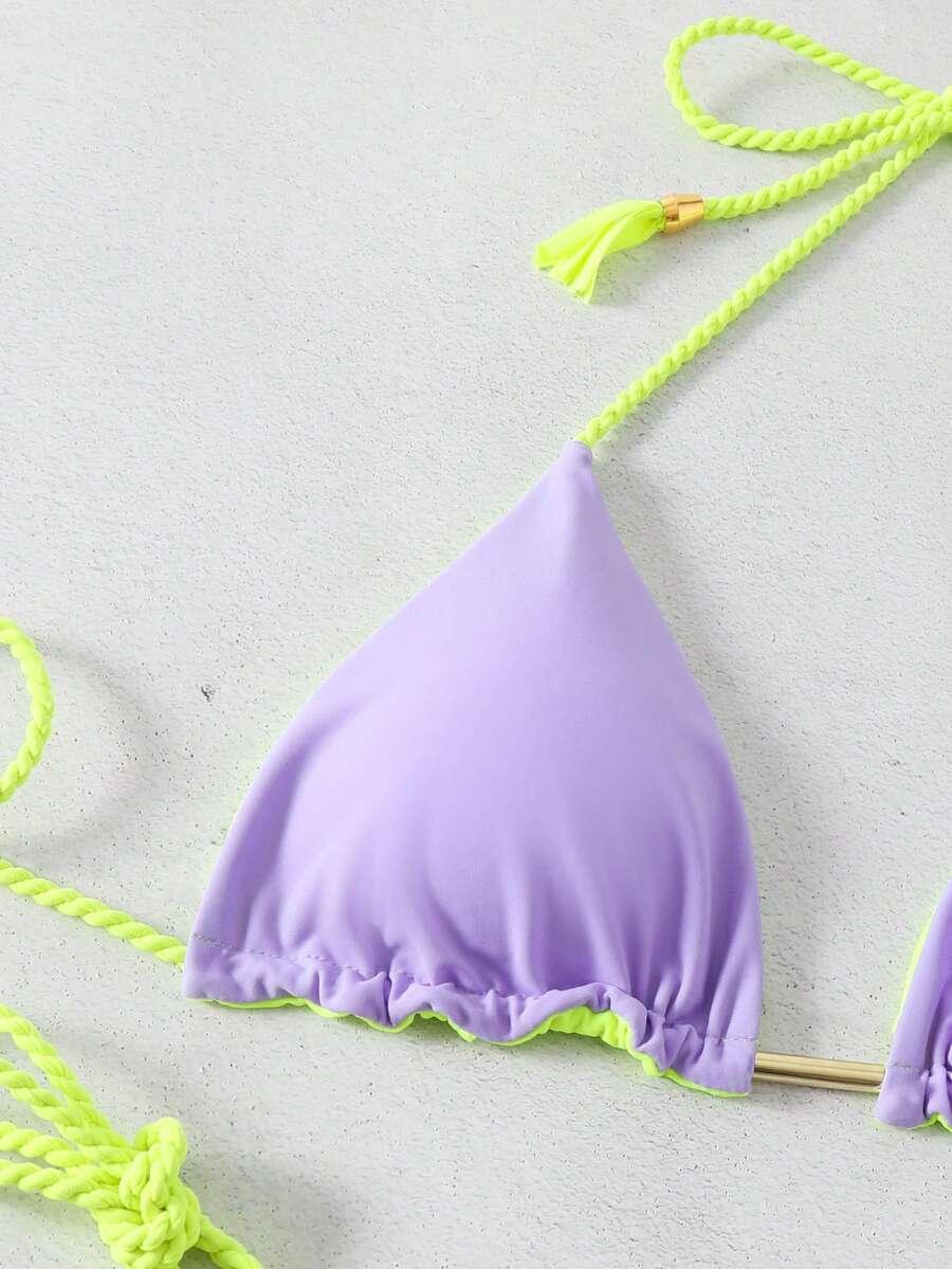 SHEIN FIOLETOWY DWUCZĘŚCIOWY STRÓJ KĄPIELOWY S09__M