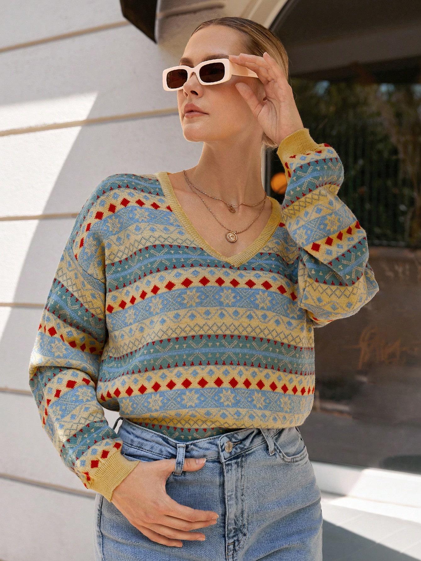 SHEIN SWETER WZÓR ŚWIĄTECZNY BDD__L