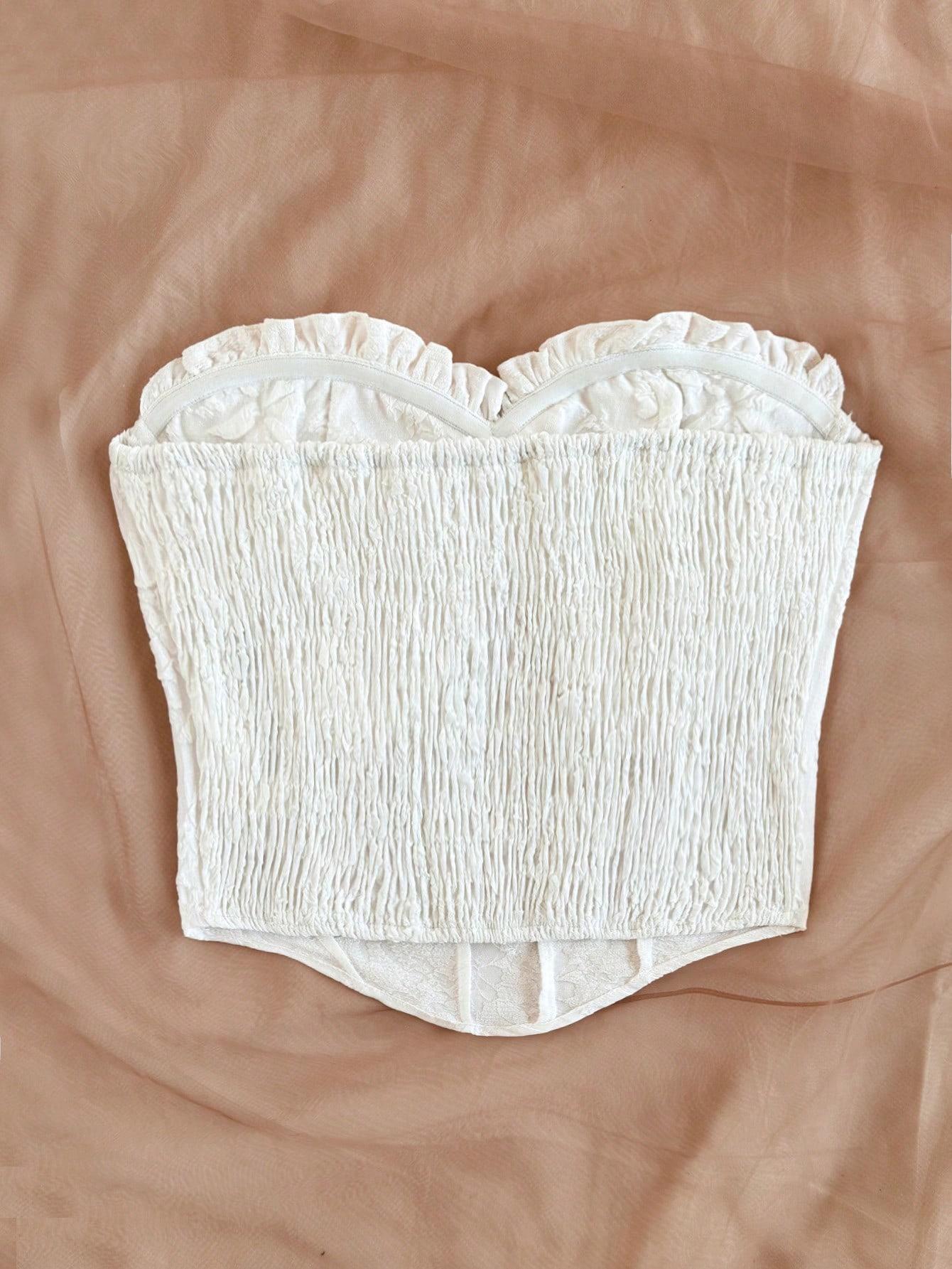 SHEIN BIAŁY TOP FALBANA S06__S
