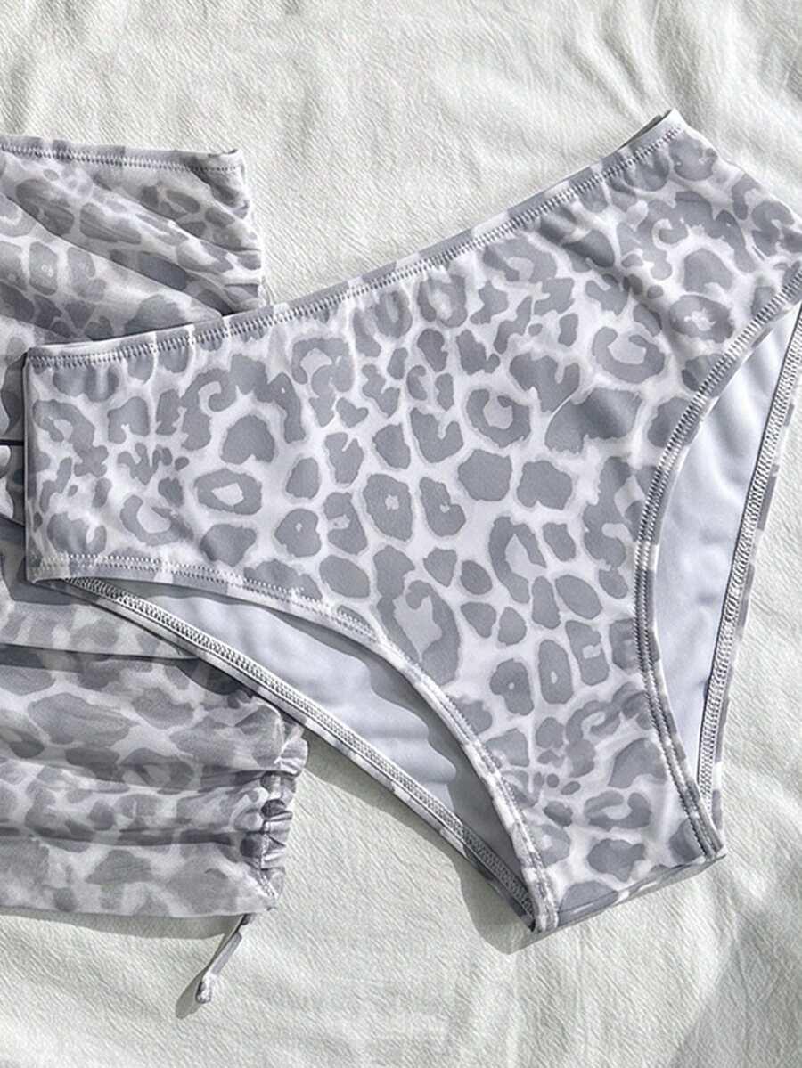 SHEIN TRZYCZĘŚCIOWY STRÓJ KĄPIELOWY ANIMAL PRINT S09__152-158