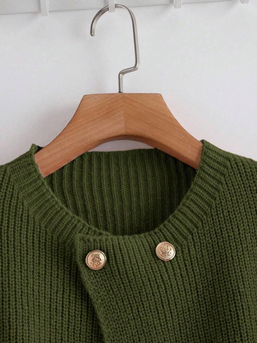 SHEIN ZIELONY SWETER GUZIKI S06__M