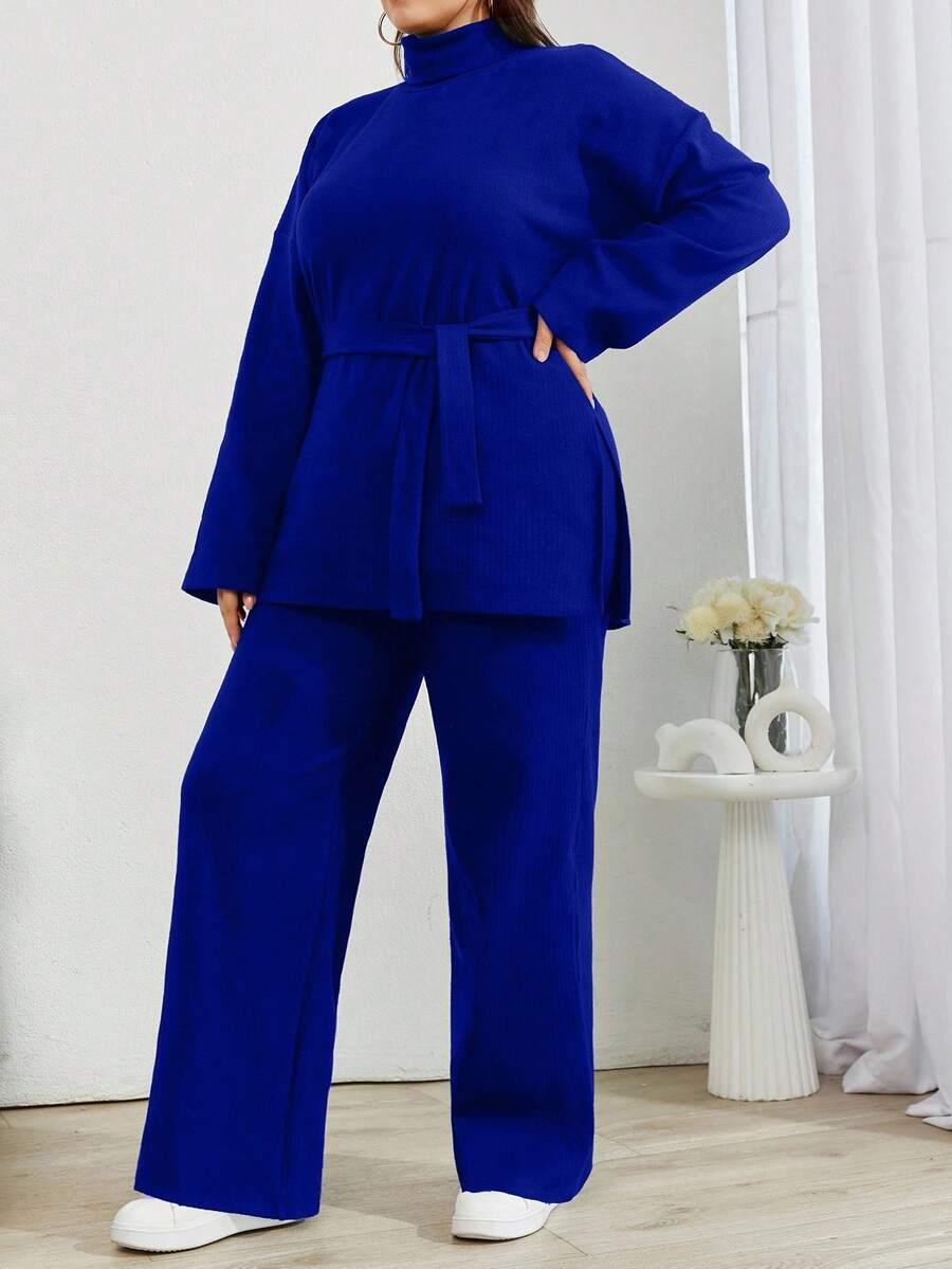 EURMUSE NIEBIESKI KOMPLET BLUZKA SPODNIE PK01__48