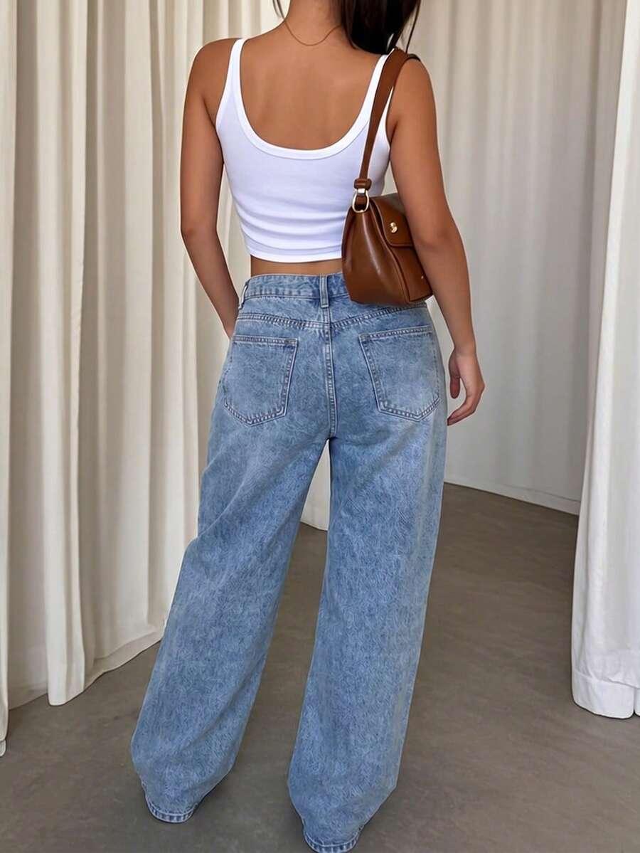 SHEIN SPODNIE JEANS PROSTA NOGAWKA S06__L