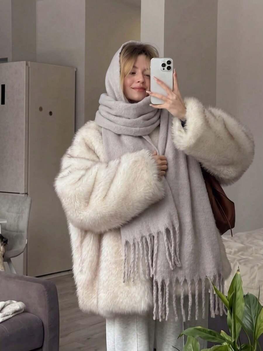 SHEIN FIOLETOWY SZALIK FRĘDZLE W01__200X40