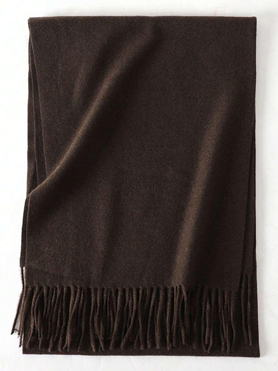 SHEIN BRĄZOWY SZALIK FRĘDZLE W01__35X180CM
