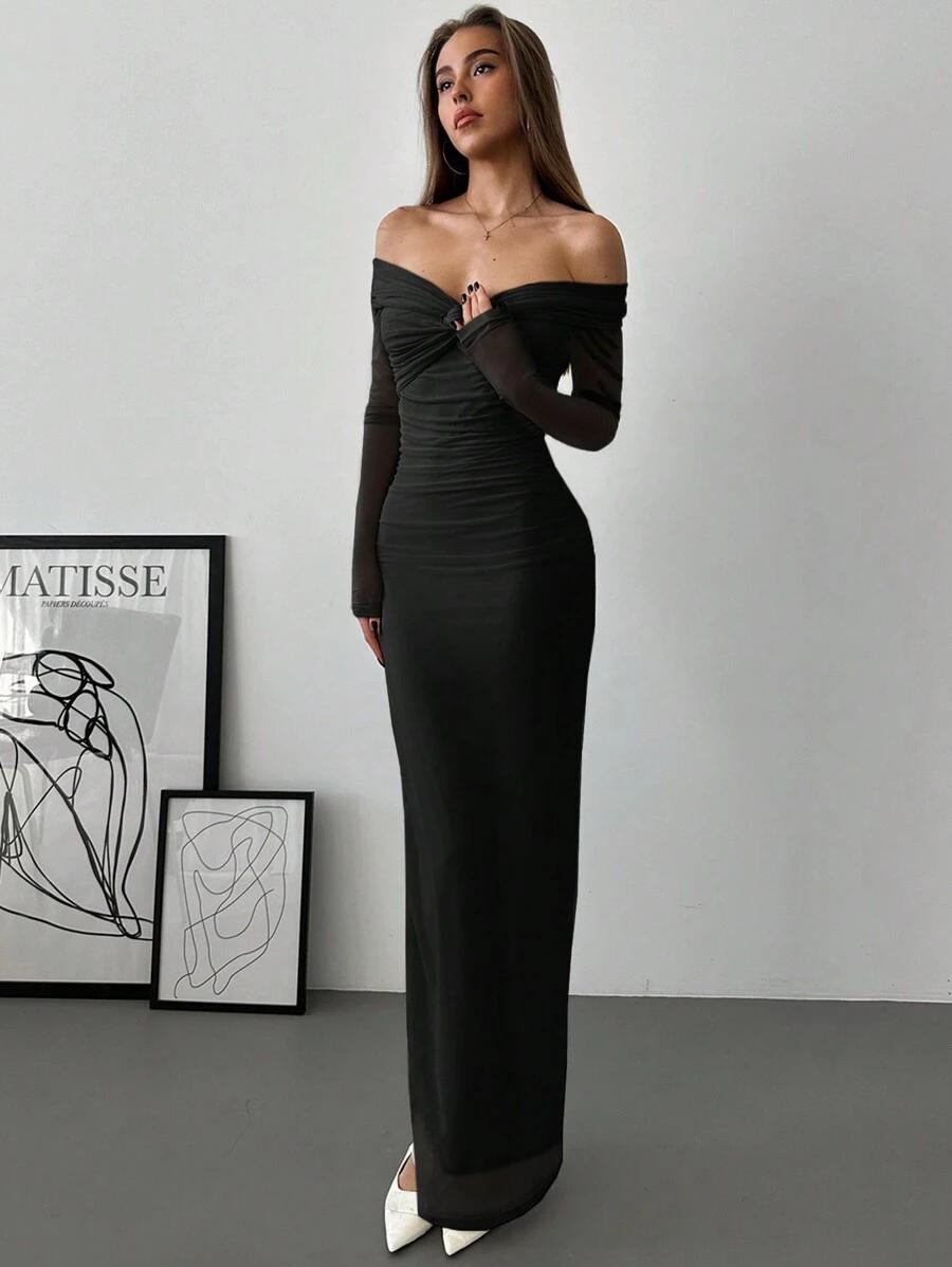SHEIN CZARNA MAXI SUKIENKA S06__XS