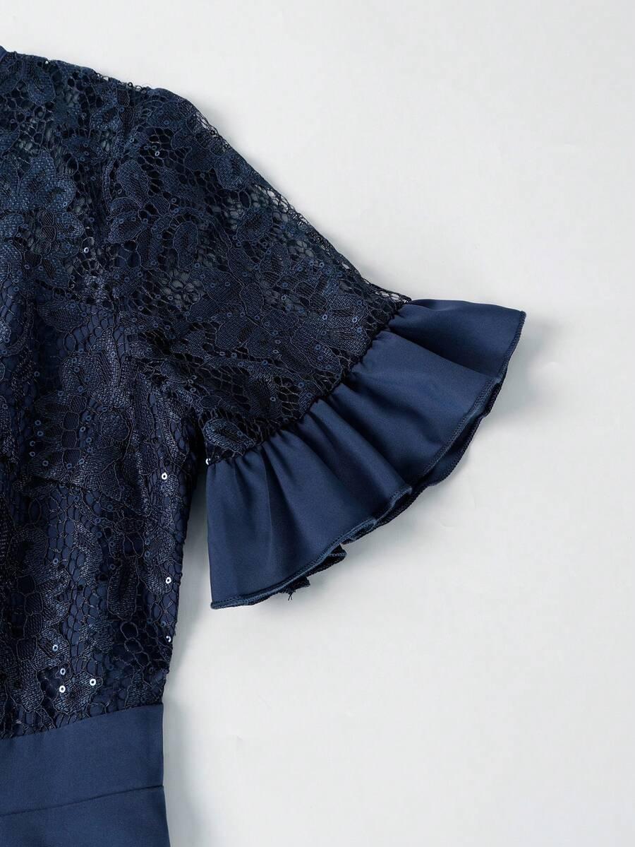 SHEIN GRANATOWA SUKIENKA KORONKA S06__S