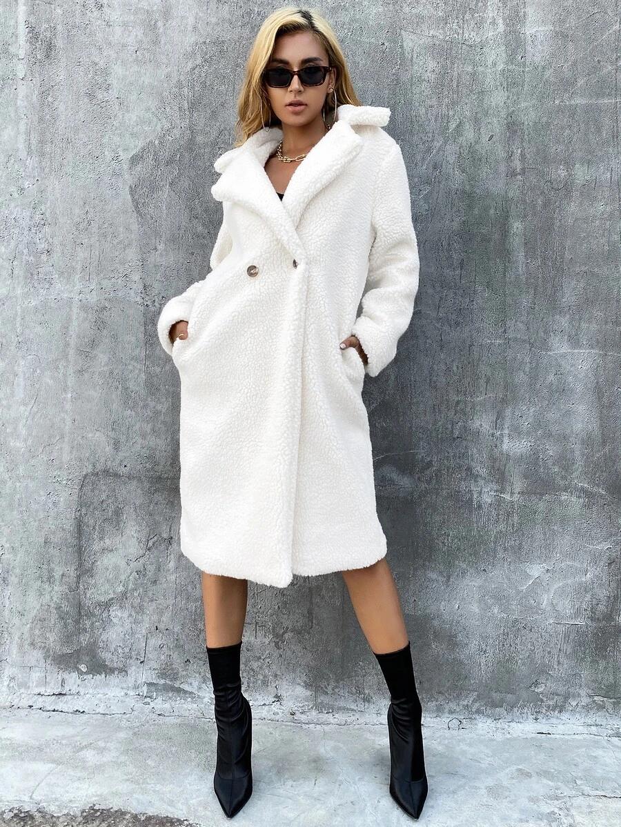 SHEIN BIAŁY PŁASZCZ MIŚ W01__XS