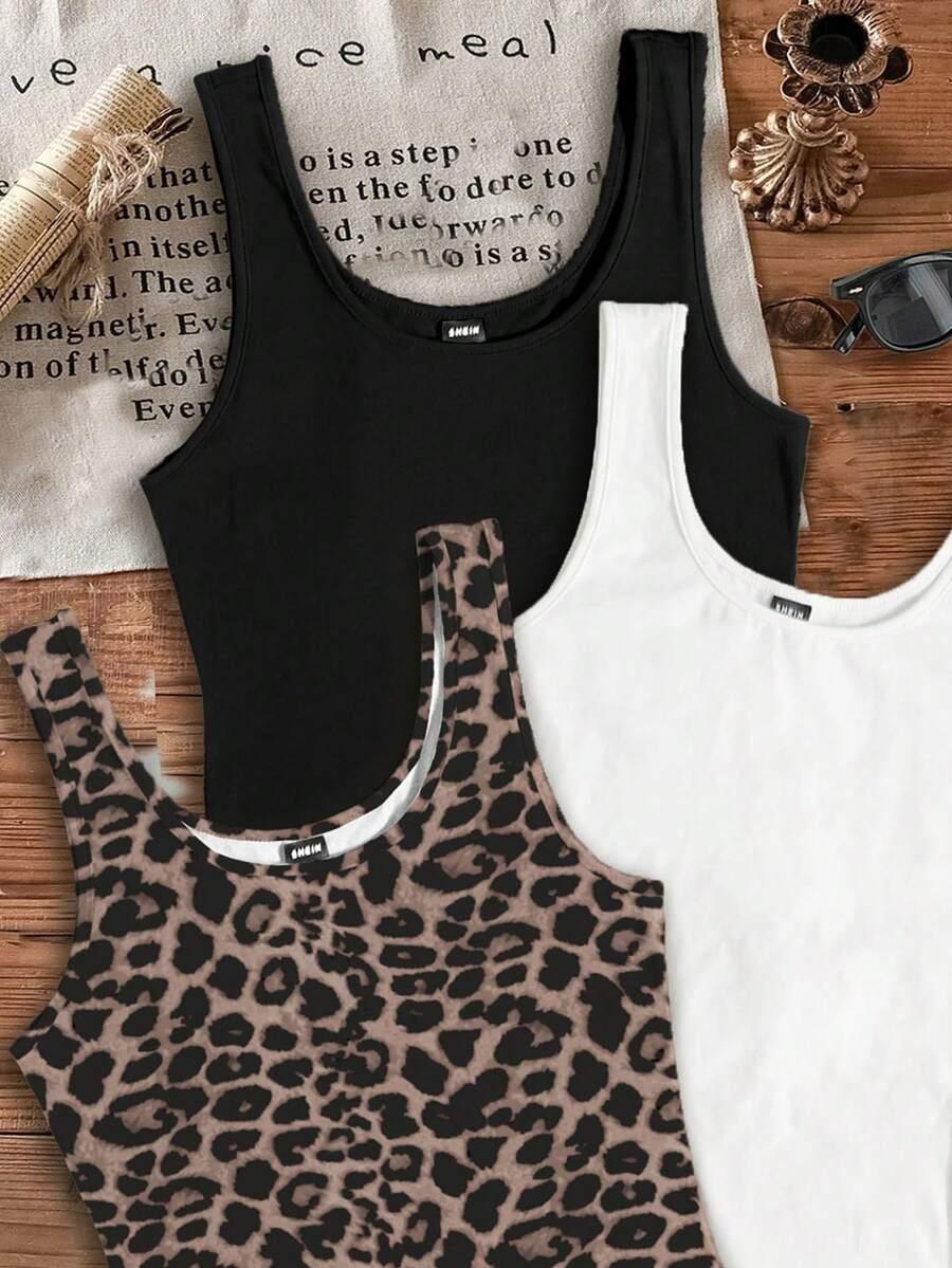 SHEIN TOP NA RAMIĄCZKACH 3-PACK S06__M