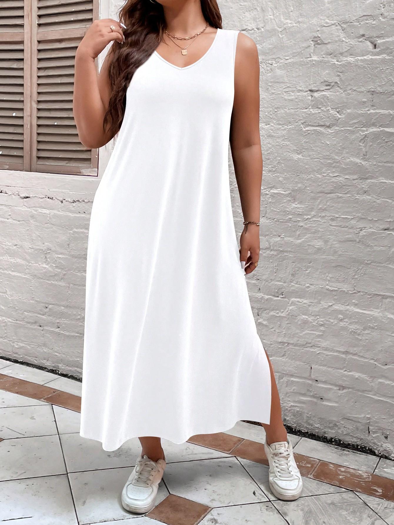 SHEIN CZARNA SUKIENKA V NECK ROZCIĘCIA PK01__50
