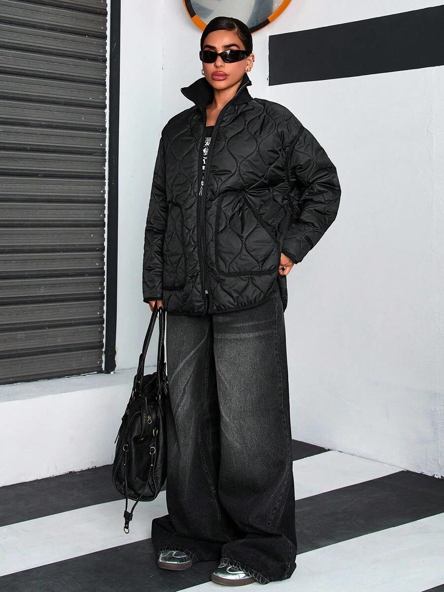 SHEIN CZARNA KURTKA ZAMEK W01__L
