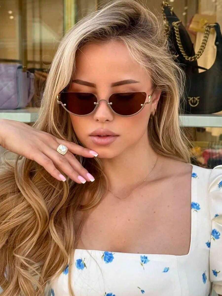SHEIN OKULARY PRZECIWSŁONECZNE ZŁOTE OPRAWKI S07