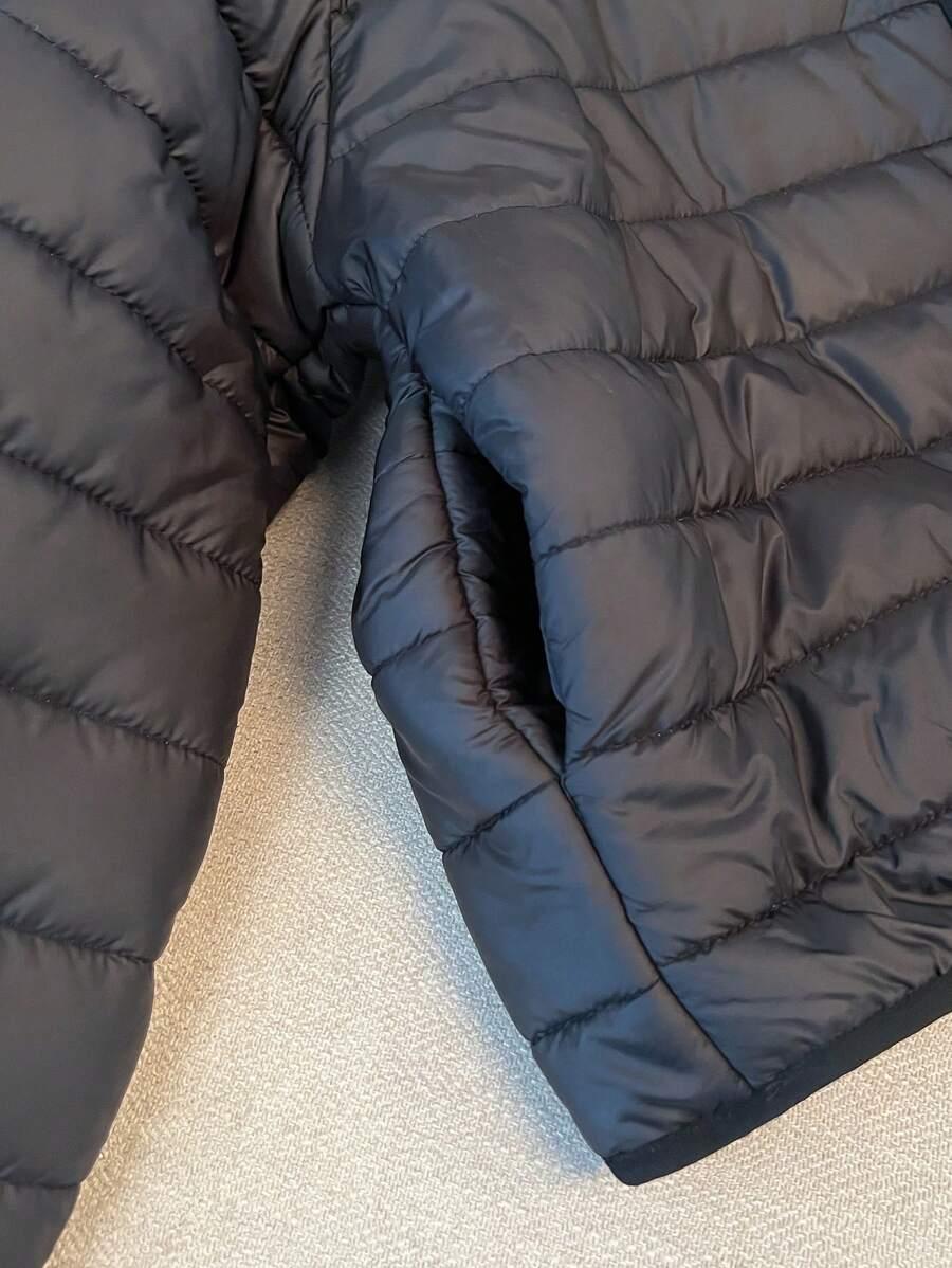 SHEIN CZARNA PIKOWANA KURTKA Z KAPTUREM ZAMEK W01__158-162
