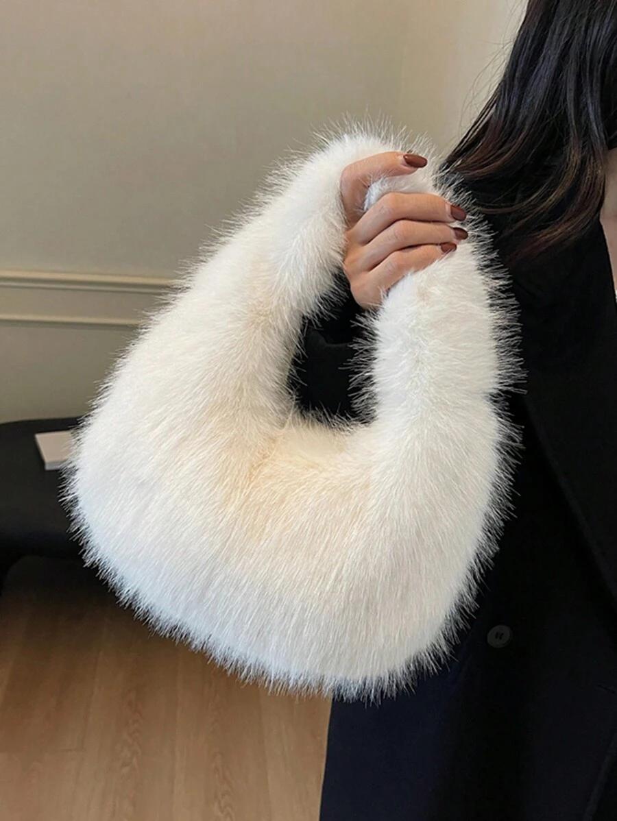SHEIN BIAŁA TOREBKA FUTRO S07__31X16
