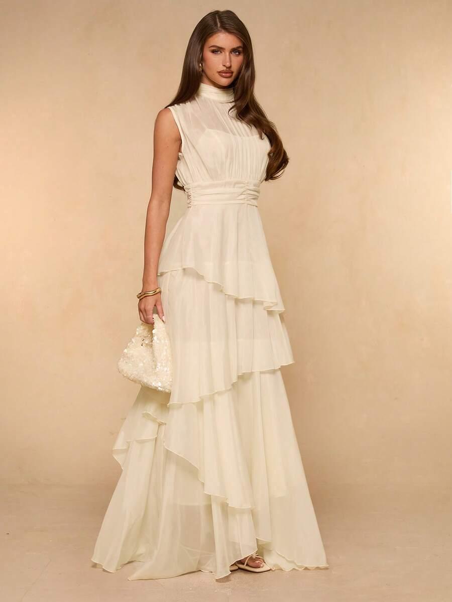 SHEIN BEŻOWA SUKIENKA MAXI S06__XS