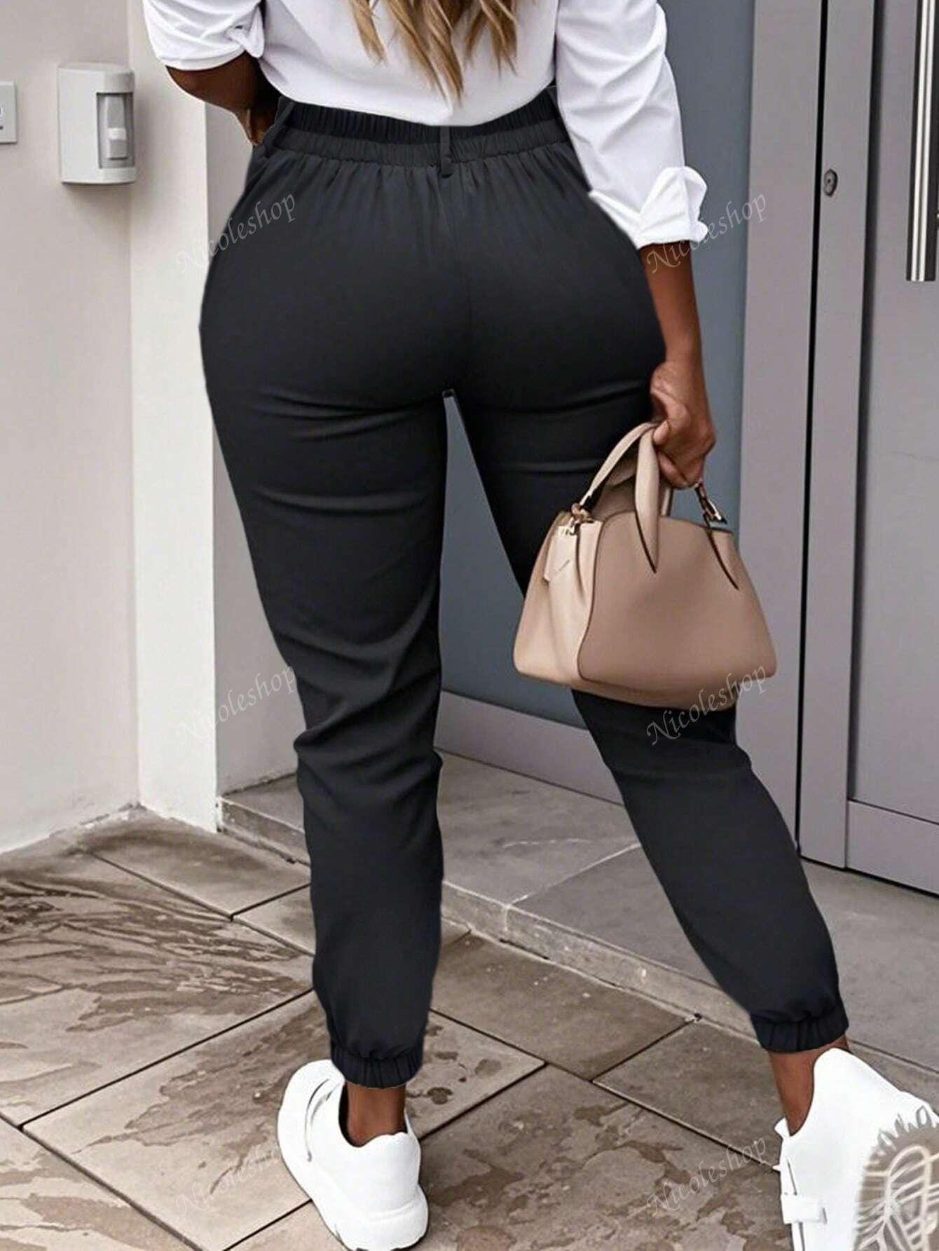SHEIN CZARNE SPODNIE CASUAL S06__XXL