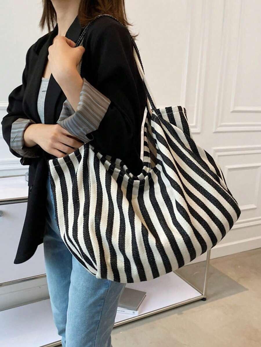YOGODLNS PLAŻOWA TORBA W PASKI S07__34X18X32
