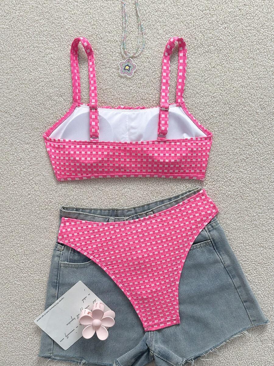 SWIM MOD NEONOWY RÓŻOWY KOMPLET BIKINI KRATKA S09__M