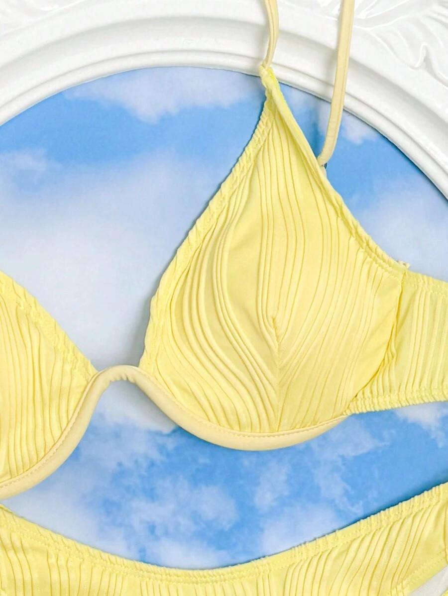 SHEIN ŻÓŁTY DWUCZĘŚCIOWY STRÓJ KĄPIELOWY S09__S
