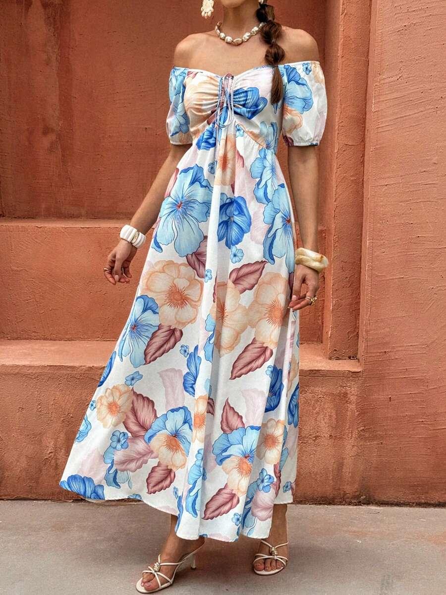 SHEIN MAXI SUKIENKA W KWIATY S06__L