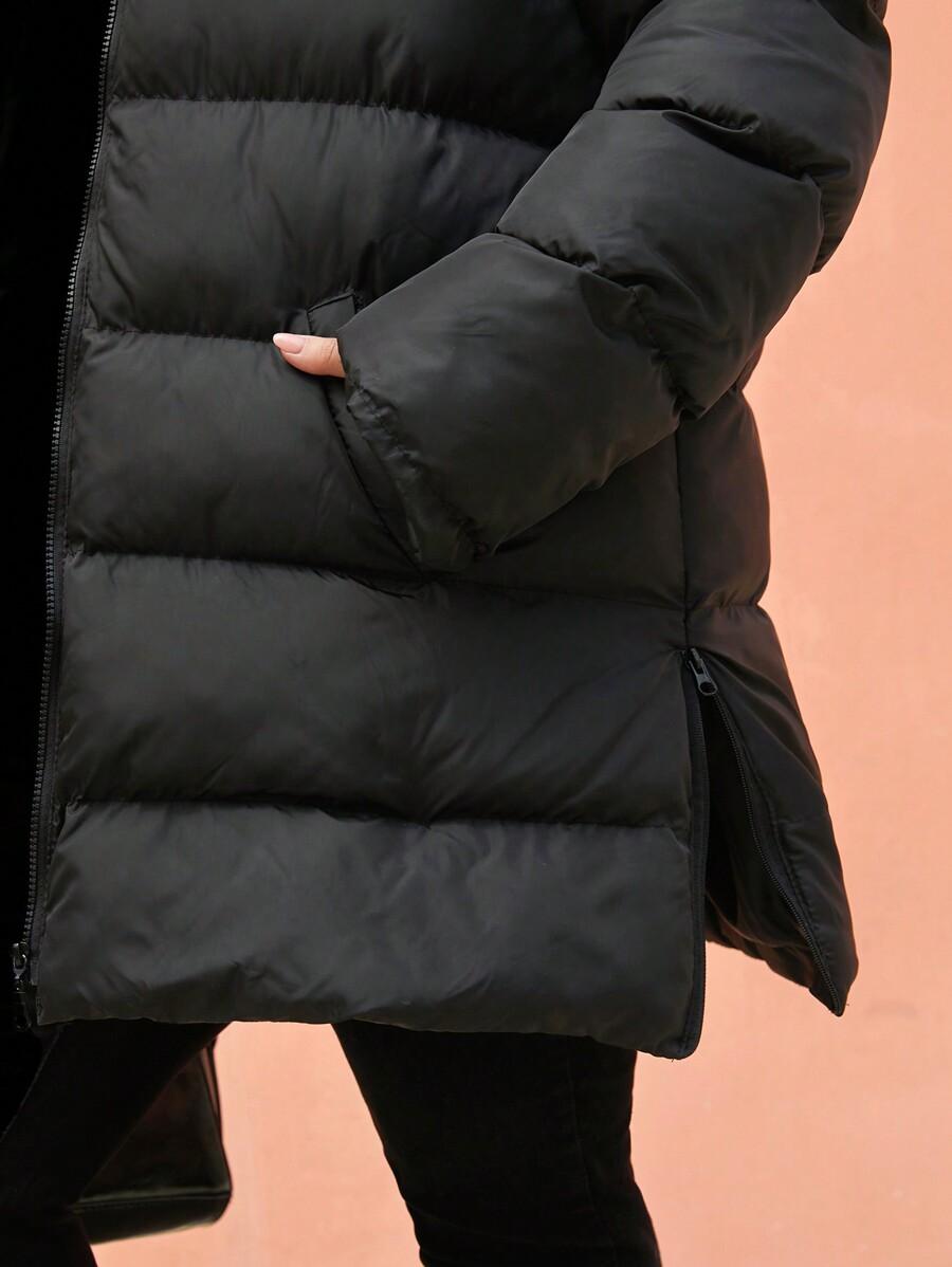 SHEIN PIKOWANA CZARNA KURTKA Z KAPTUREM W01__48