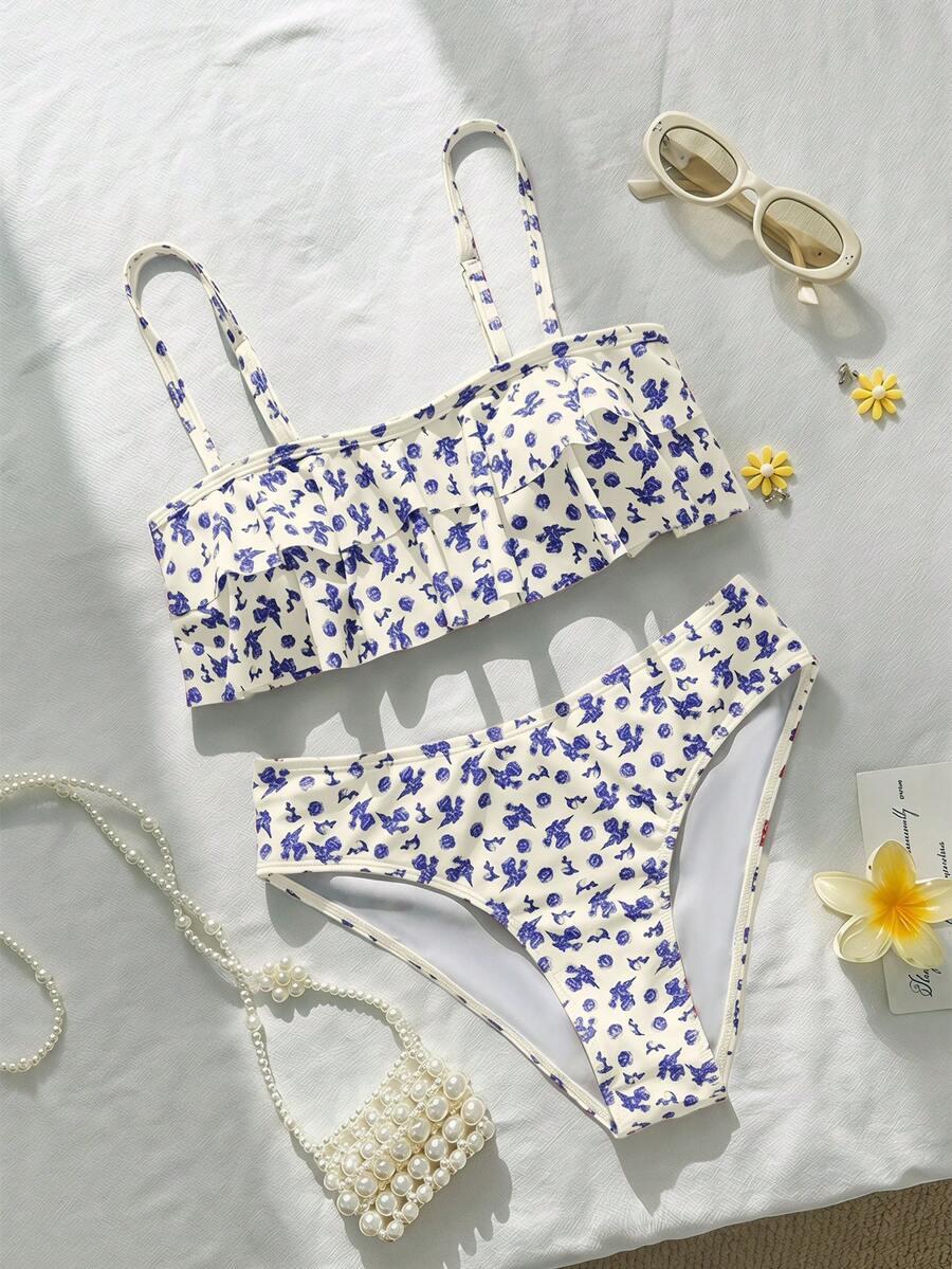 SWIM MOD KOMPLET BIKINI WZÓR KWIATY S09__XL