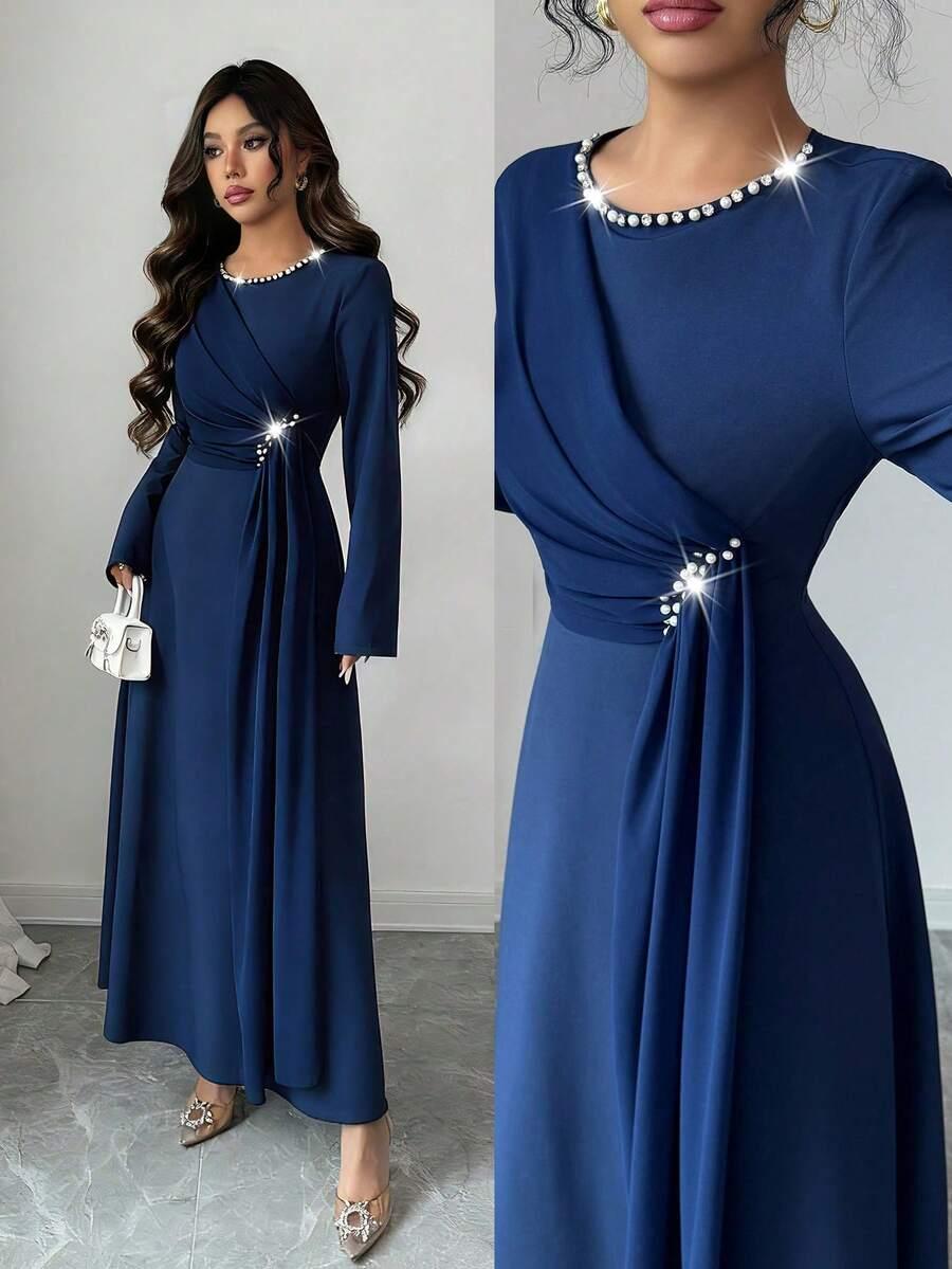 SHEIN GRANATOWA MAXI SUKIENKA S06__S