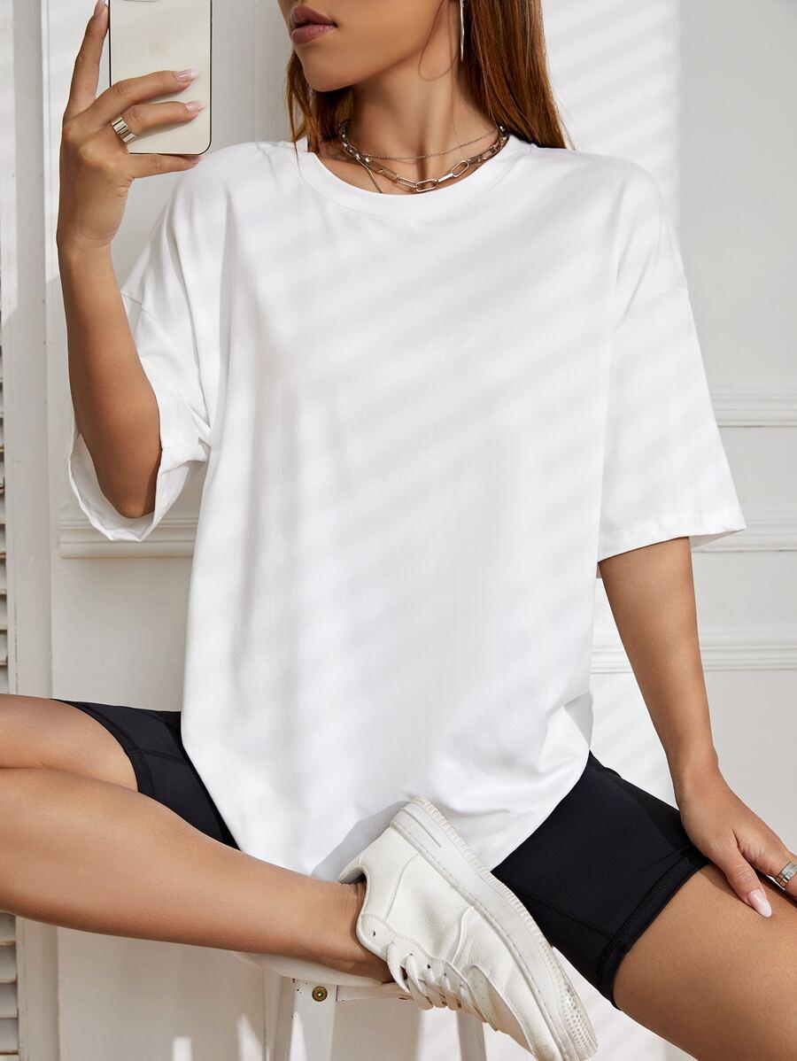 SHEIN BIAŁY T-SHIRT OKRĄGŁY DEKOLT S06__S