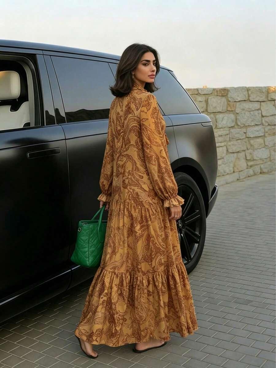 SHEIN MAXI SUKIENKA DŁUGI RĘKAW S06__S
